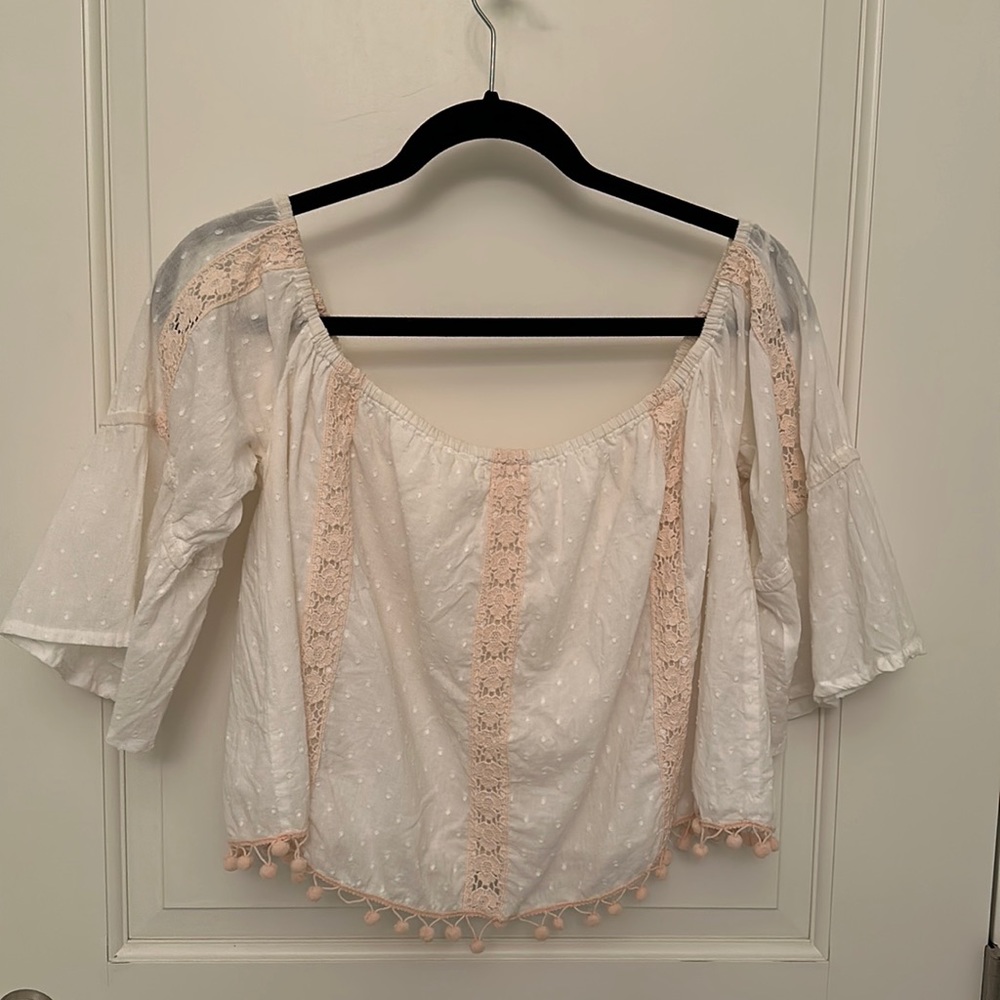 Tularosa Cropped Off the Shoulder White Top XS